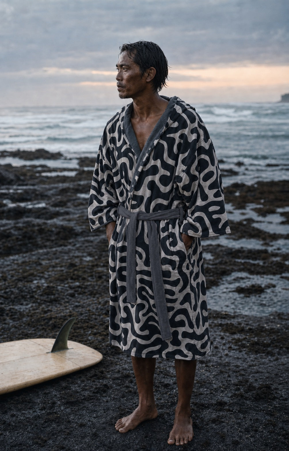 Bali surfer wearing a Samudra kimono after the water